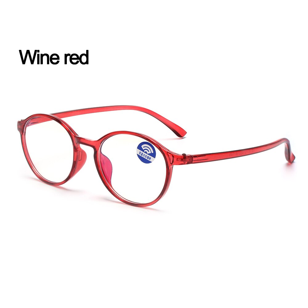 Runde blå lys blokerende briller anti øjne dekorative briller lys computer anti strålingsbeskyttelse glas: Rødvin