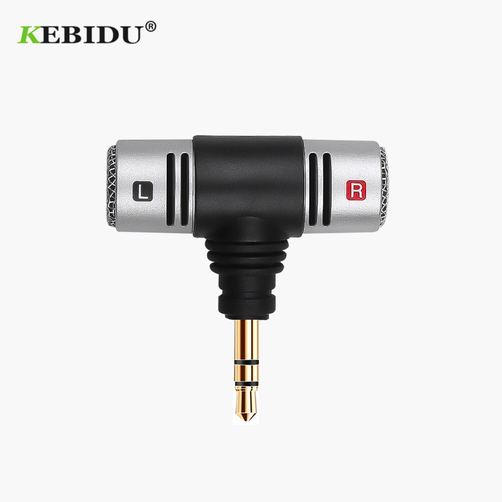 KEBIDU-Mini micrófono estéreo con conector de 3,5mm, dispositivo con interfaz de 3,5mm, para grabación, entrevista, estudio