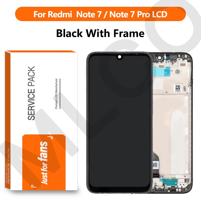 100% Originele Lcd Voor Xiaomi Redmi Note 7 Lcd-scherm Vervanging Voor Redmi Note 7 Pro Lcd Touch reparatie Onderdelen: Black With Frame