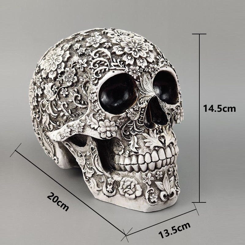 Vilead 20cm veistetty kallo hartsi käsityö valkoinen kallo pää halloween juhla sisustus kallo veistos koriste sisustustutkimus