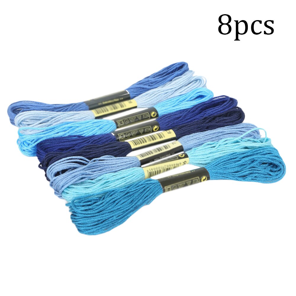 8 Uds Multicolor similares DMC hilo DIY Cruz puntada algodón ovillos de costura de hilo de bordado Kit de seda herramientas de costura: 02