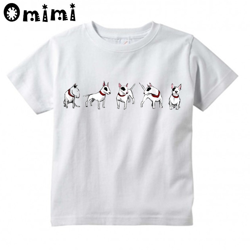 Jongens/Meisjes Bull Terrier Hond Pet Dier Grappig Gedrukt T-shirt Kinderen Met Korte Mouwen Tops Kinderen Wit T-shirt