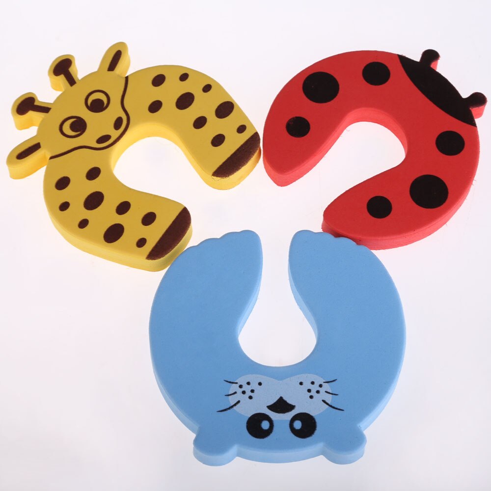 Pinza de seguridad con dibujos animados para puerta de niño, tapón de seguridad de mano, Animal bonito, Clip de seguridad para bebé, 10 unids/set por juego