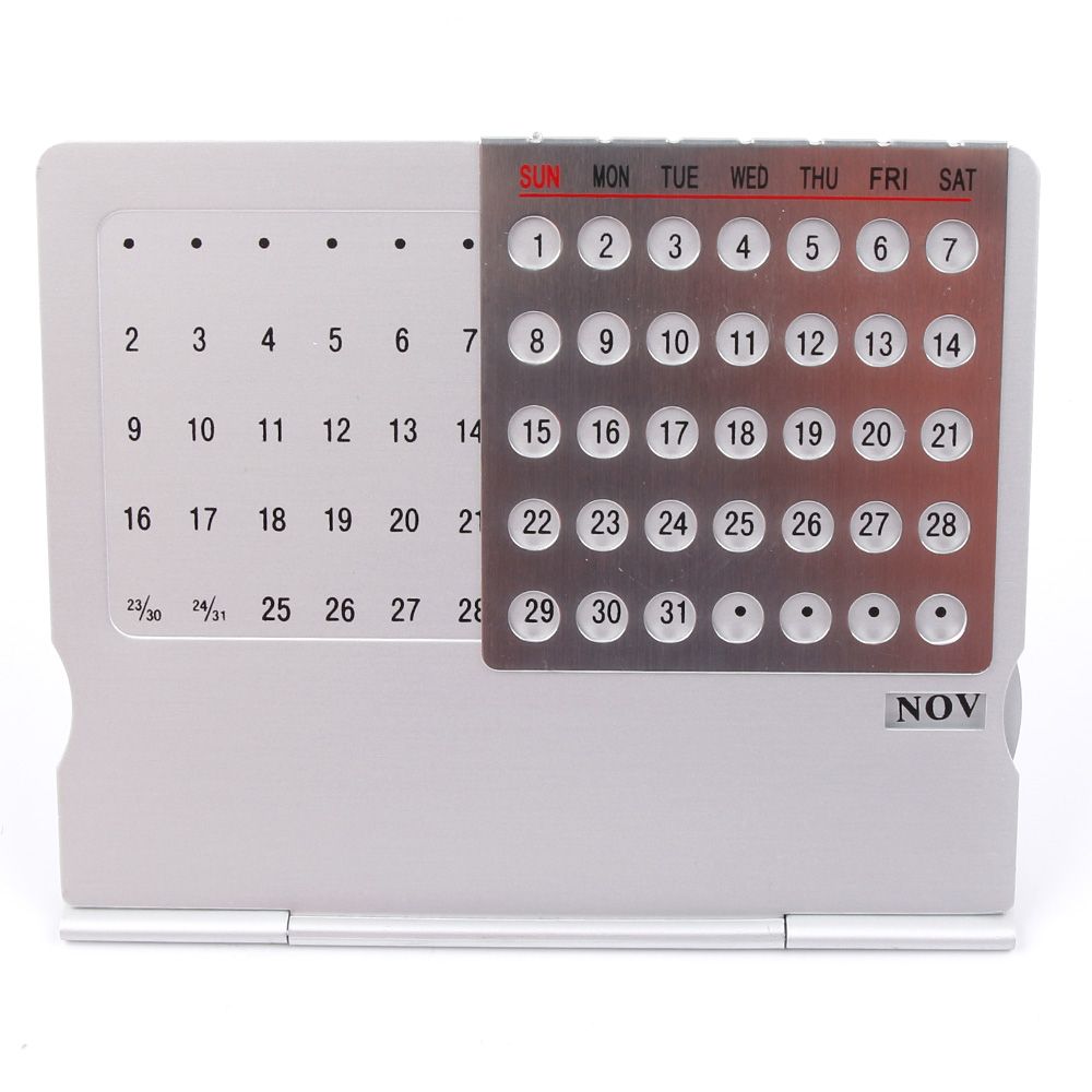 Eeuwigdurende Kalender Mini Aluminium Stand Verstelbare Tafel Kalender DIY School Office Desktop Planner