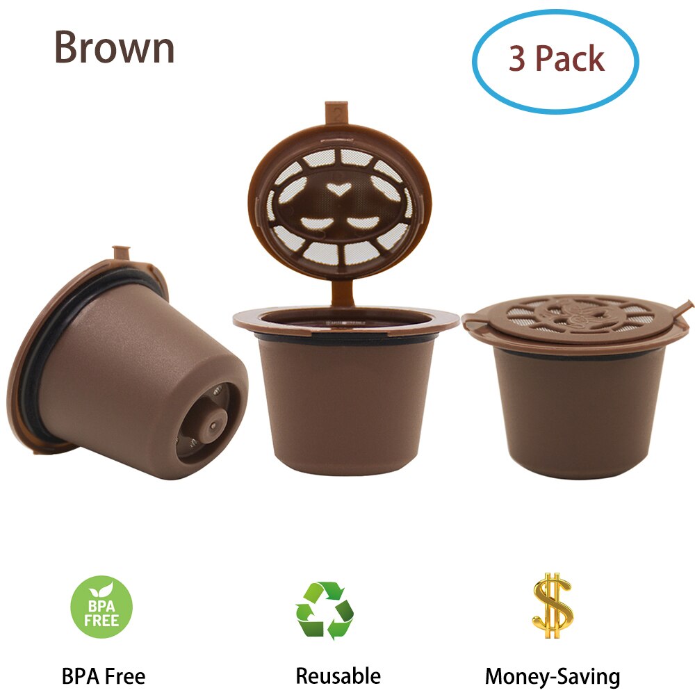 Voor Nespresso Hervulbare Capsule Rvs Koffie Cafe Permanente Koffie Filter Sabotage Coffeeware Voor Nespresso Machines: 3 pcs Brown