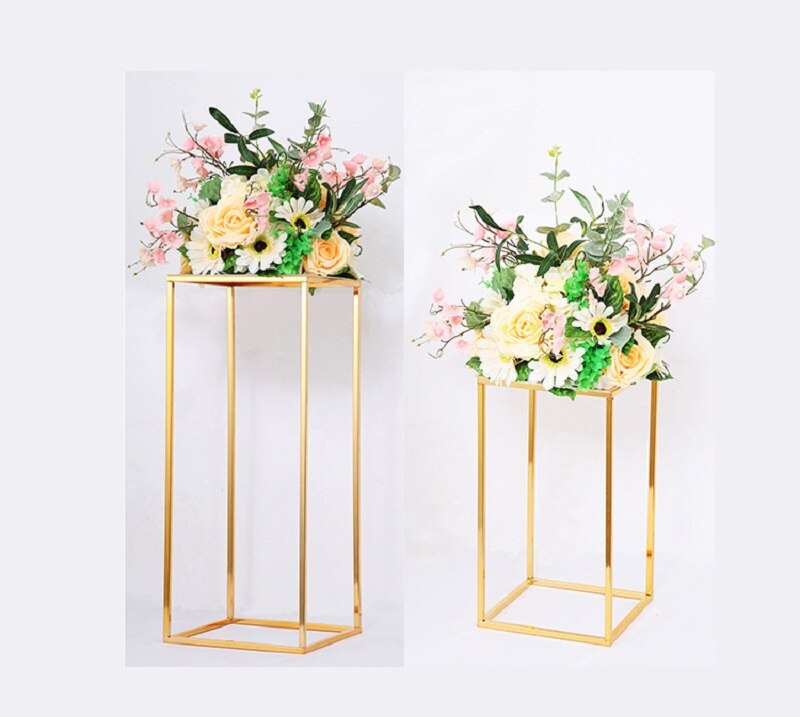 Vase à fleurs doré sur pied, support de colonne en métal, pièce de center de Table pour mariage, décoration de fête