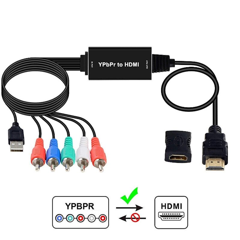 Ypbpr Naar Hdmi Converter Adapter 5RCA Rgb Ondersteuning 1080P Kleurverschil Hdmi Converter Rgb Naar Hdmi 2M kabel Adapter