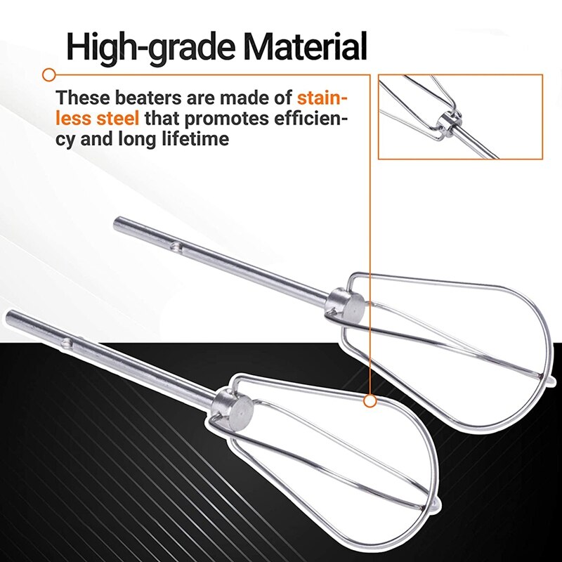 4 Pack Stainless Steel Hand Mixer Turbo Beater Fit for KitchenAid &amp; Whirlpool Mixers - KHM2B, W10490648, KHM5, KHM926