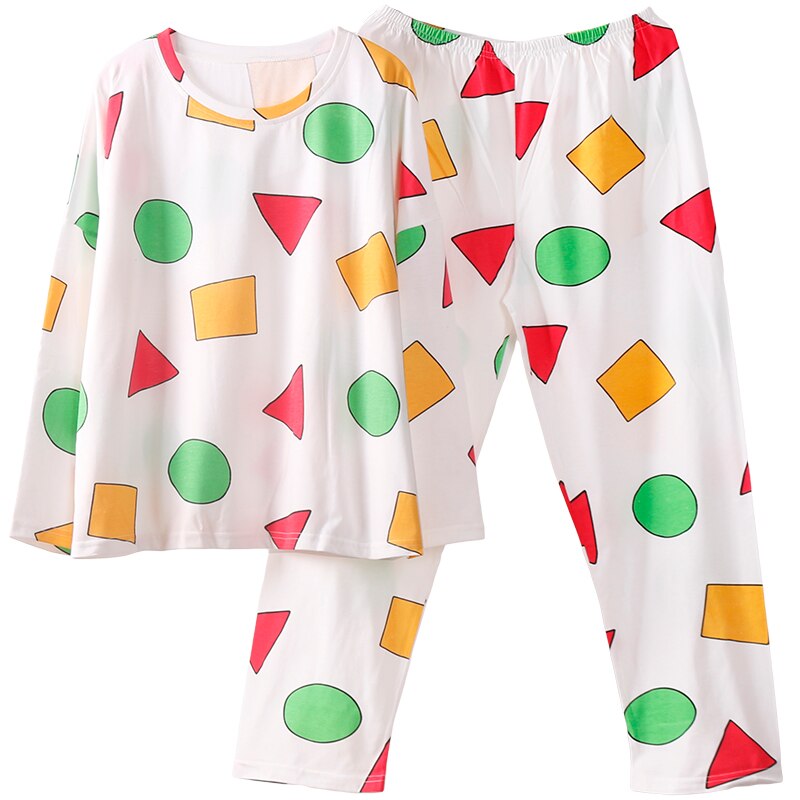 Pijama no verão para mulheres, roupa feminina para dormir, conjunto de pijama com shorts para casa, 2021: long white / M