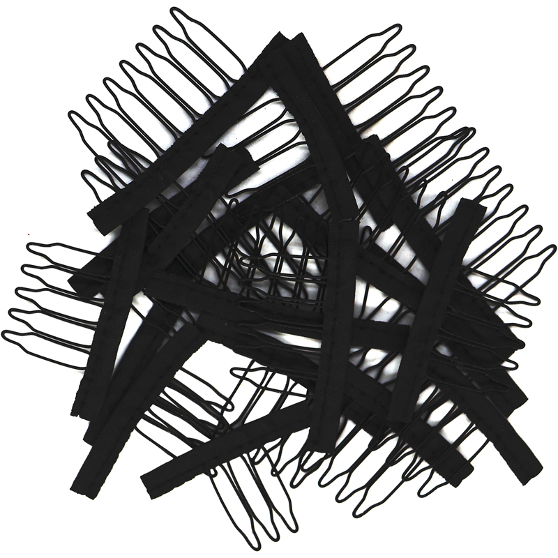 50 Stück Perückenkämme zur Sichern der Perücke, 4–7 Zähne, Perückenkamm, Perückenklammern mit Stoff für die Herstellung von Perückenkappen, Stahlmaterial, Clips, Kämme