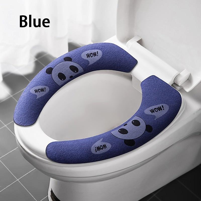 Closestool Sticky Seat Mat Toilet Seat Cover Crystal Velvet Soft WC Paste Washable Reusable Bathroom Warmer Seat Lid Cover: L / 3