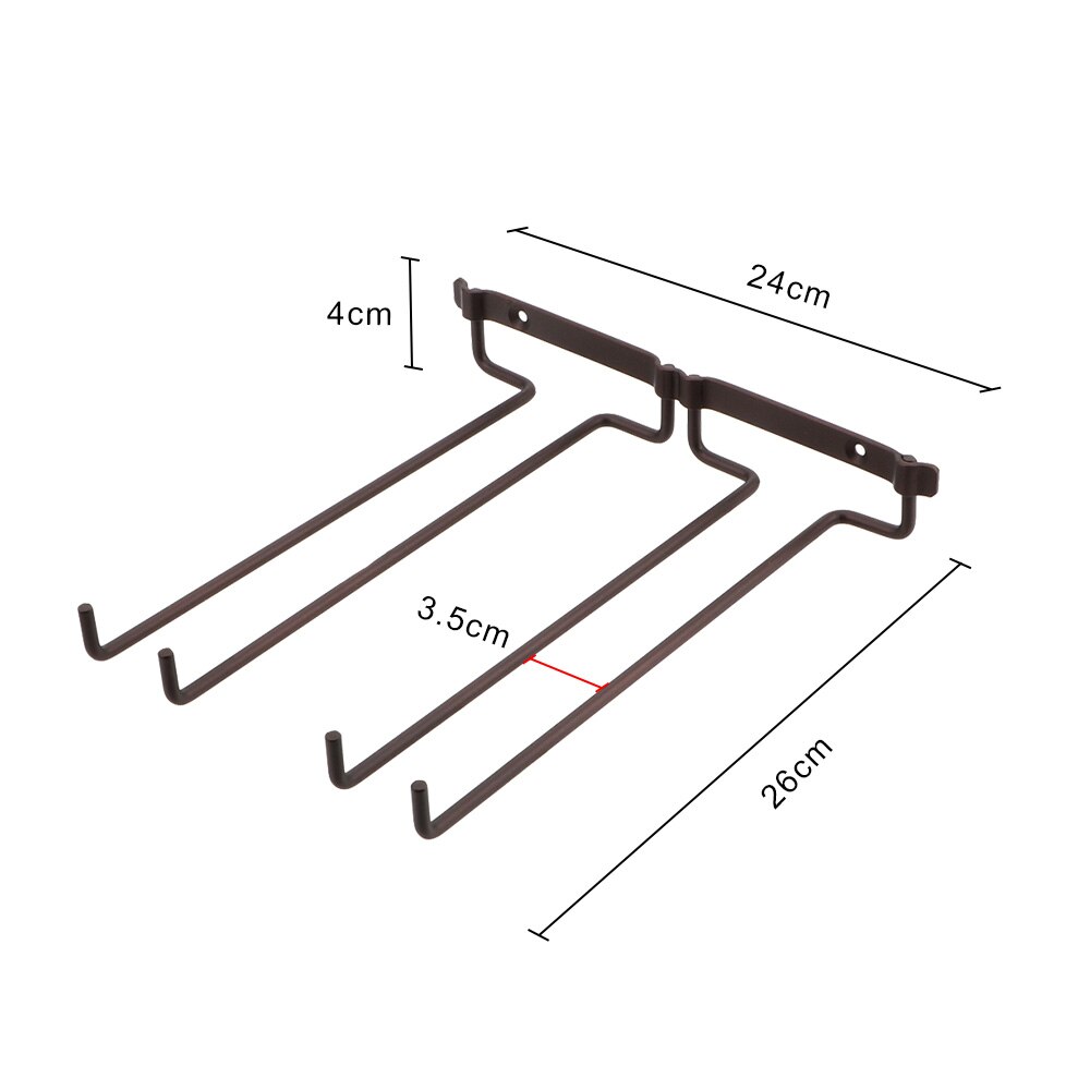 HILIFE Bar Wine Rack Wall Mount Hanger Barware Accessories Double Row Home Kitchen Holder Shelf Stemware Hanging Home Storage