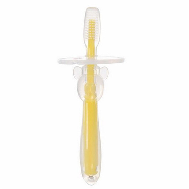 Producto cepillo de dientes para bebé, mordedor de entrenamiento flexible y suave para bebés,: yellow
