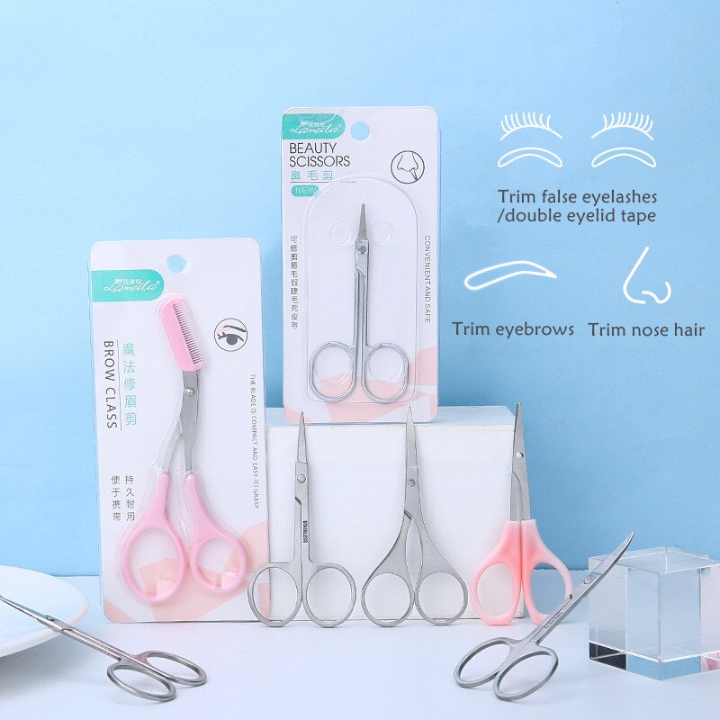 Stainless Steel Makeup Scissors Eyebrow Scissor Eyelashes Nose Hair Trimmer Manicure Facial Trimming Tweezer Makeup Tool