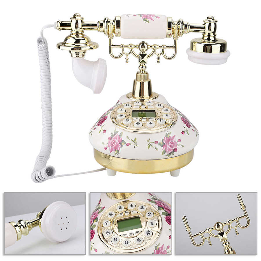Retro Vintage Telephone Landline Phone with Caller ID Display Old Phones Desktop Corded Fixed Phone for Home Office Hotel