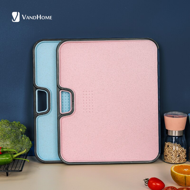 VandHome Cutting Board Wheat Straw Double Sided Chopping Blocks Sterile Mildew Chopping Board Cutting Board Kitchen Supplies