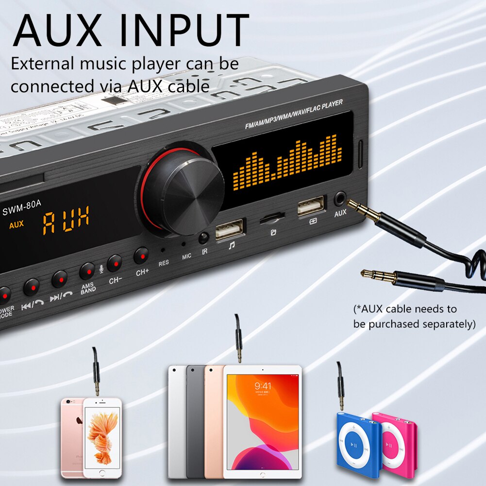 1Din autoradio Multimedia vivavoce lettore MP3 FM AM Audio 12V ingresso USB/SD/AUX nel localizzatore di trattini unità principale Stereo automatica