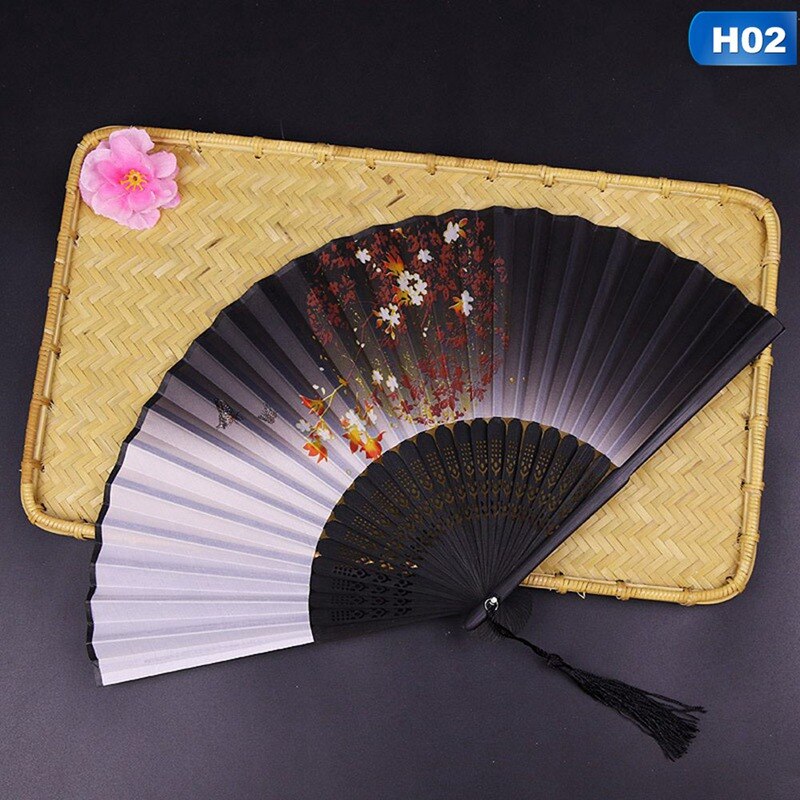 Ventilador de estilo chino japonés, ventilador plegable para decoración del hogar, adornos, estampado artístico manualidad para , abanico de mano para baile de boda: 2