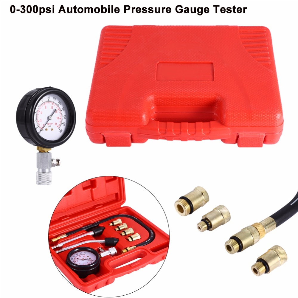 Gasoline Engine Compression Tester Auto Petrol Gas Engine Cylinder Automobile Pressure Gauge Tester Automotive Test Kit 0-300psi