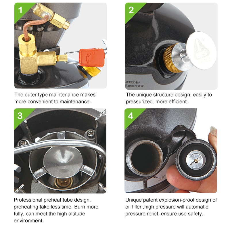 BRS Outdoor Camping Gasoline Stove One-piece Burner Petrol Stove Cookware Diesel Kerosene Camp Oil Stove Picnic Furnace BRS-12A