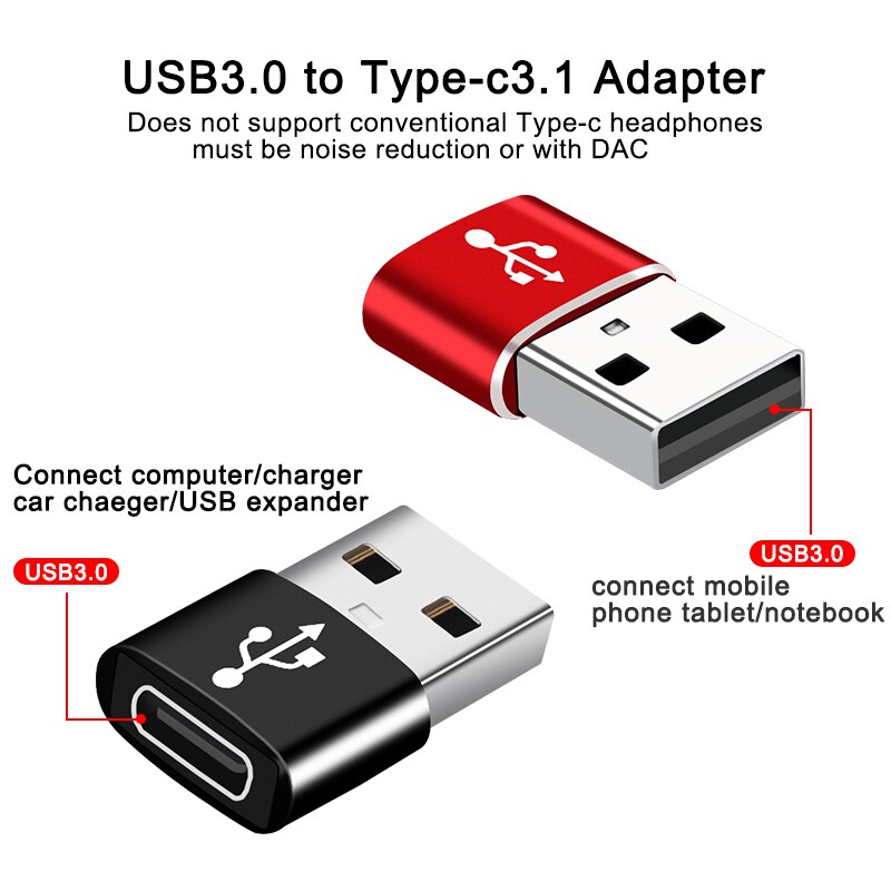 Adattatore da USB a tipo C Convertitore connettore femmina USB 3.1 tipo C Trasferimento dati di ricarica standard per iPhone MacBook