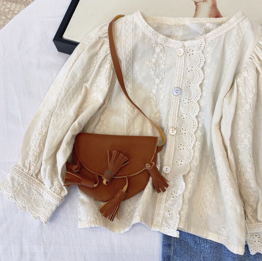 2022 Spring Girls Long Sleeve Lace Floral Blouses Kids Korean Blouses: 2T