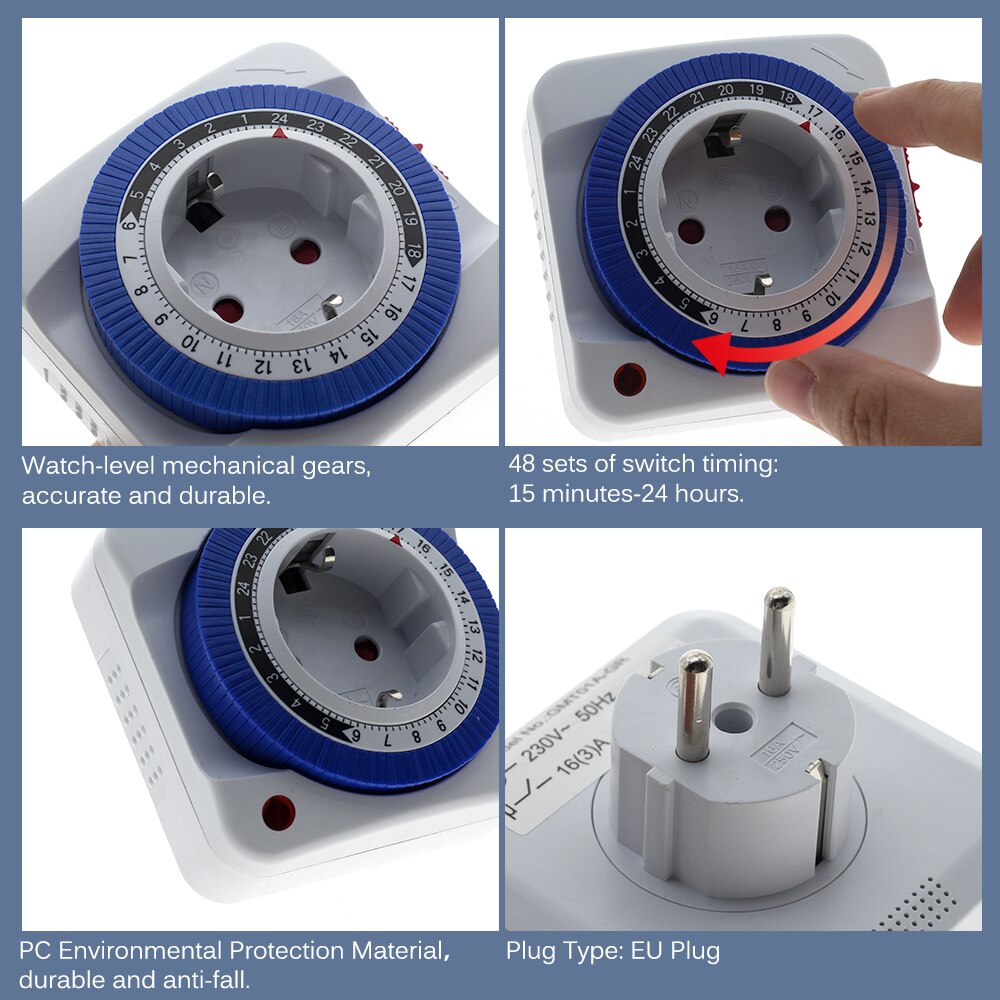 Electronic Digital Timer Switch Energy Saving Mechanical Socket Wall Home Timer Intelligent Programmable Plug-in Timing Socket