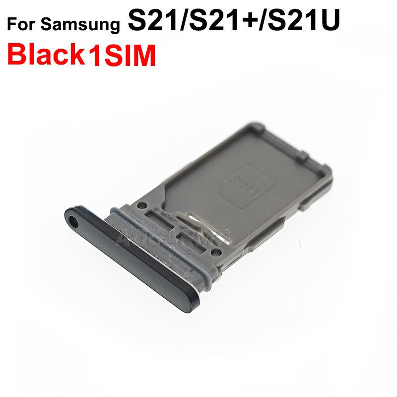 Aocarmo para samsung galaxy s21 ultra s21 + s21u s21 plus único &amp; duplo cartão sim bandeja slot para cartão titular peças de reposição: Black--Single