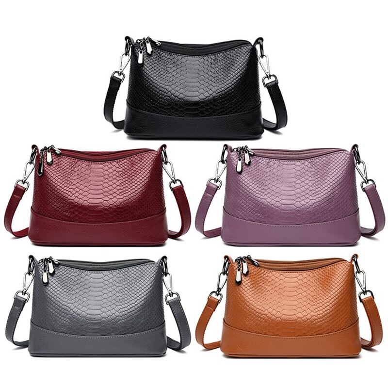 Women's Shoulder Bag Small Crocodile pattern Mother's Messenger Bags Lady Handbag Simple Female Crossbody Bag Black