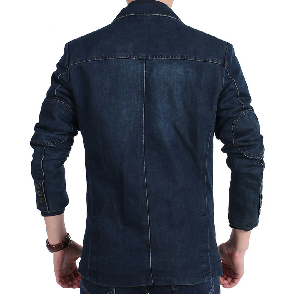 Men&#39;s Retro Blazer Jacket Blue Jeans Denim Jacket Men&#39;s Long Sleeve Casual Denim Jacket Coat