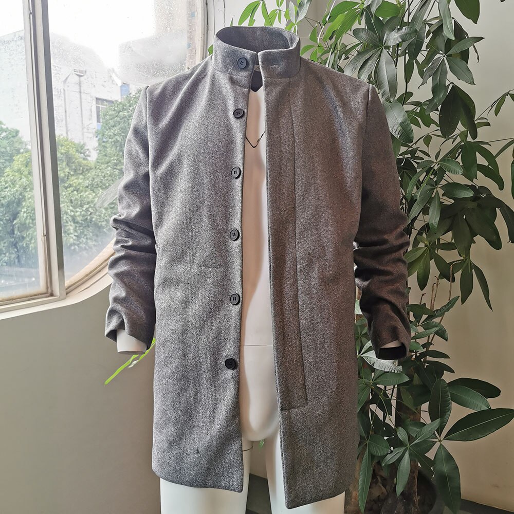 Sej herre frakke vinter mandlig casual kontor forretningsmand trench jakke forår plus størrelse slim fit uldentøj