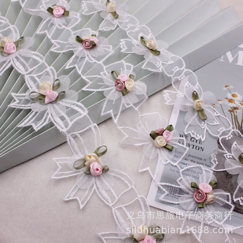 1 yards Flowers Embroidery water-soluble Lace Ribbon for Clothing Dress Hat Curtain Trims Accessories