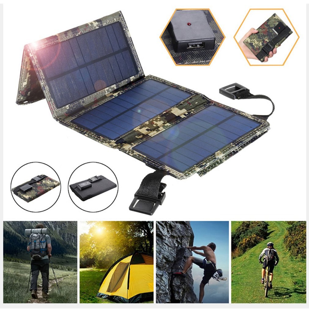 Mini Folding 4 Solar Panel 10W Sunpower Solar Celles Universal Phones Power Bank Charger Outdoor External Power Source