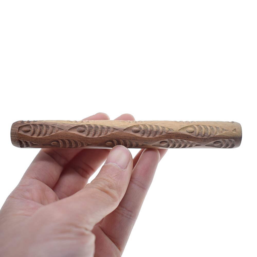 Fisk mönster trä textur prägling stämpel pinne kavel keramik verktyg keramisk polymer lera verktyg keramica maquetas