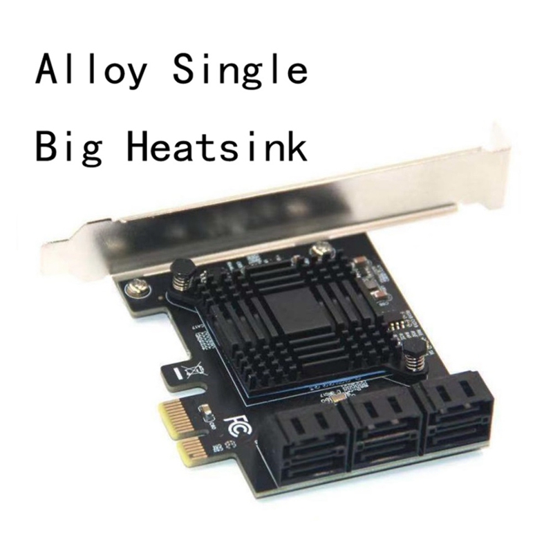 SATA PCIE 1X Adapter 6 Port PCIE X4 X8 X16 to SATA 3.0 6Gbps Interface Rate Riser Expansion Card for Desktop PC Computer