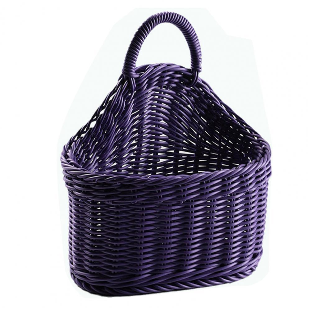 Panier de rangement en rotin multicolore, joli panier de rangement en osier, avec poignée, durable