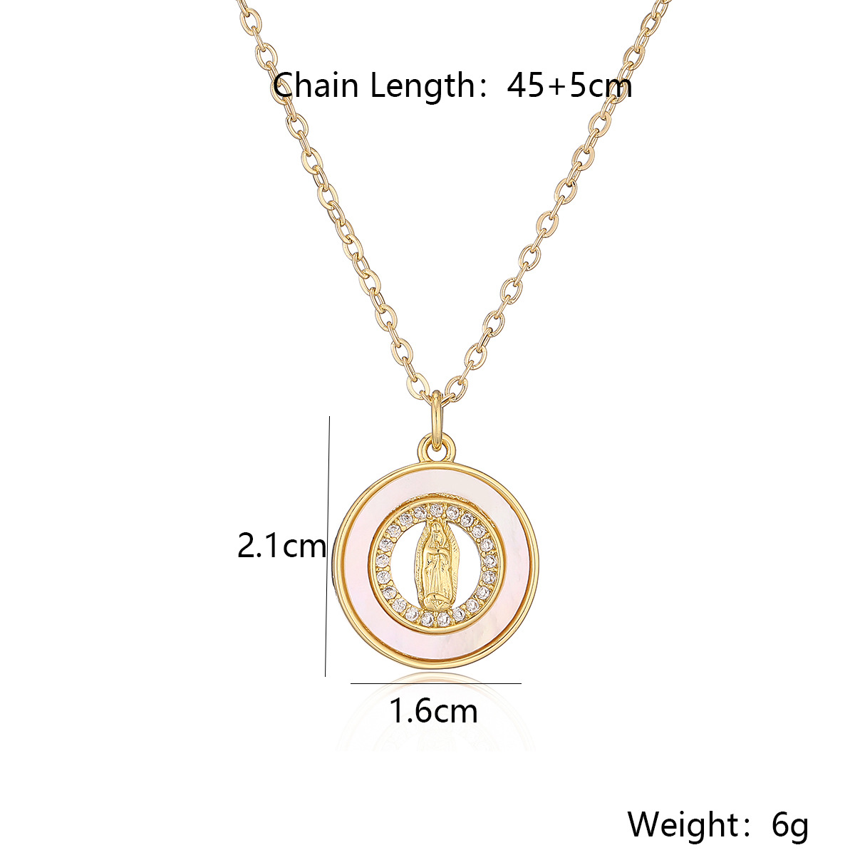 NEWBUY Women's Religious Jewelry Copper CZ Zircon Inlay Virgin Mary Pendant Stainless Steel Chain Necklace: Blue Zinc