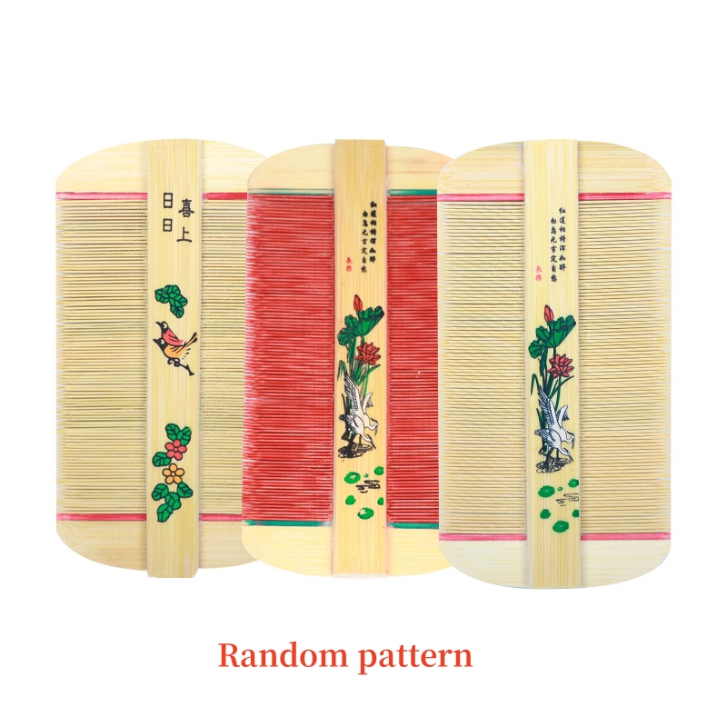 Chinese Traditional Bamboo Double Sided Lice Comb Handmade Dense Comb Rose Remove Itching Scraping Head Flea Cootie Combs