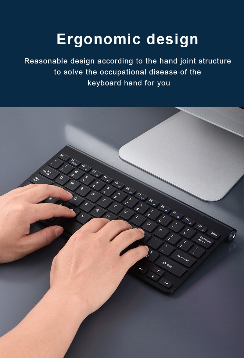 Ensemble Mini-souris optique et clavier sans fil étanche 2.4G, Rechargeable, silencieux, pour PC, ordinateur portable et Notebook