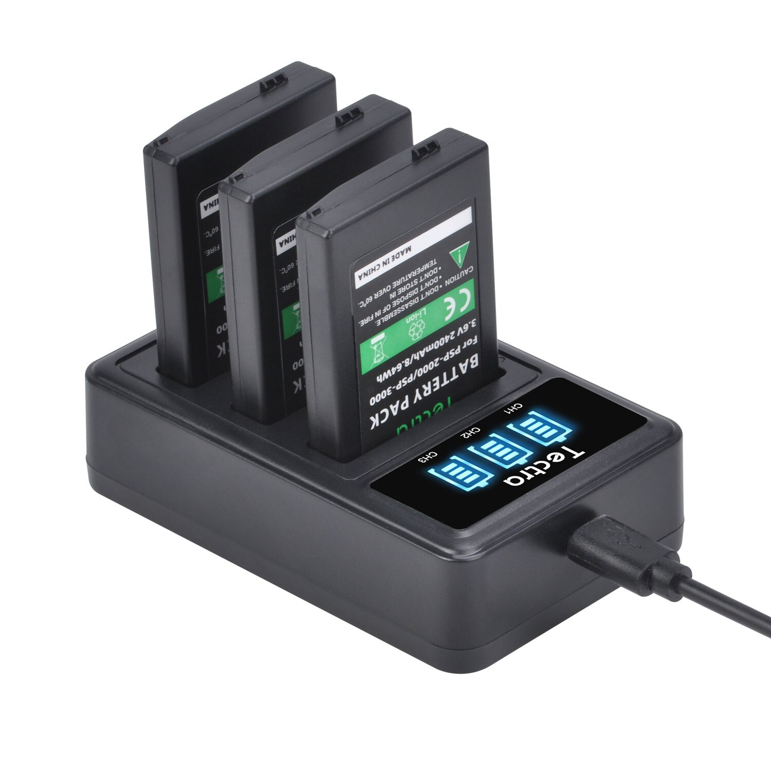2400Mah Batterij + Led Oplader Voor Sony Psp 3000 Psp Slim 2000 PSP-S110 Console, PSP-2001, PSP-3000, PSP-3001, PSP-3002, PSP-3004