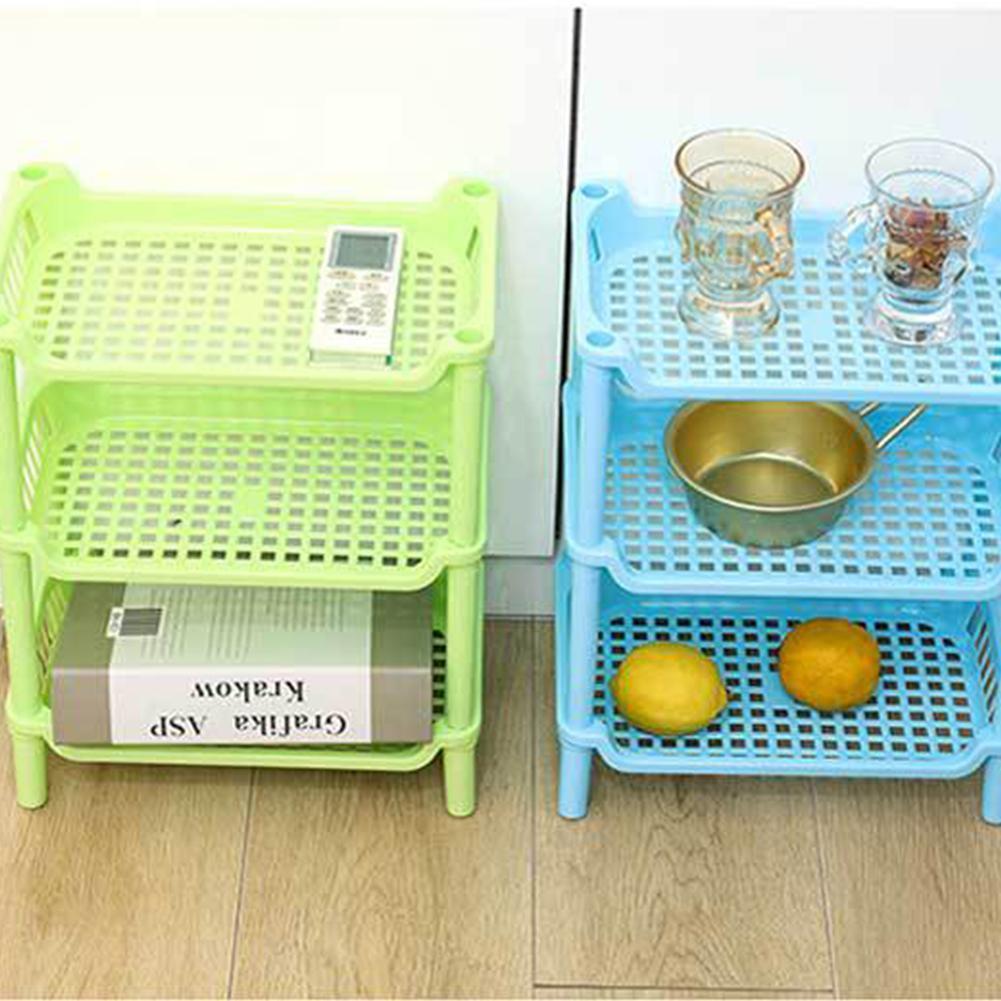 3 Layers Kitchen Organizer Storage Rack Plastic Assembled Sundries Storage Holder Bathroom Shelf Home Organization