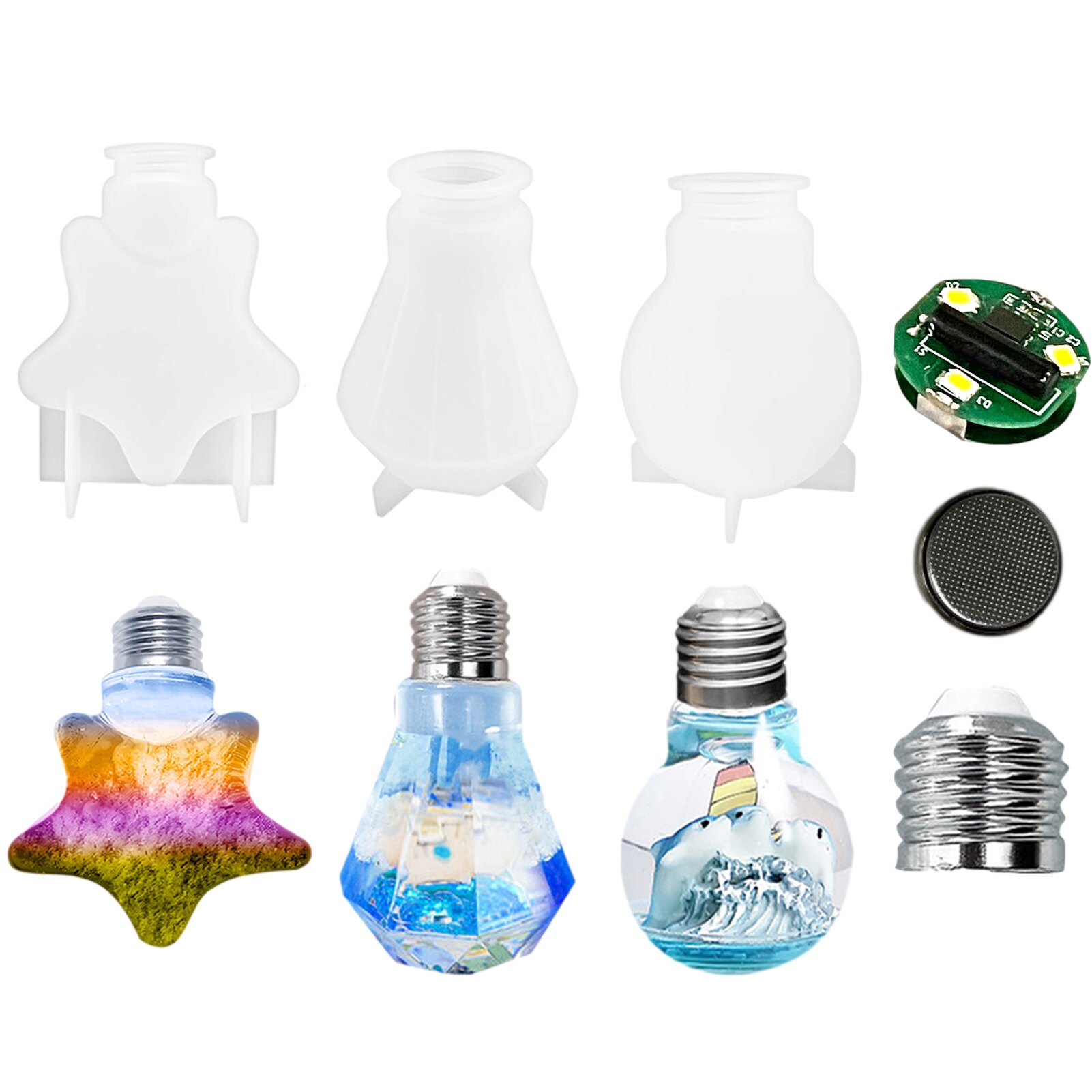 DIY Light Bulb Resin Mold Light Bulb Epoxy Mold Mirror Surface Light Bulb Mold Crystal Light Bulb Decoration Mold