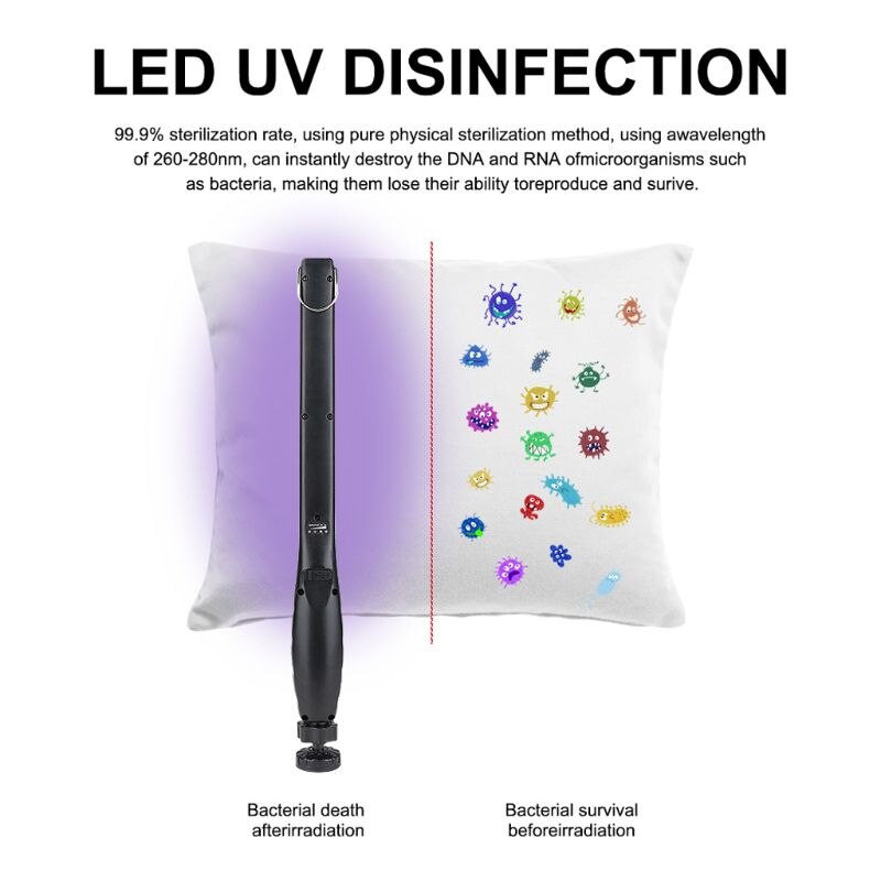 40 grânulos de led uv lâmpada germicida portátil lâmpada de desinfecção varinha vara luz uv