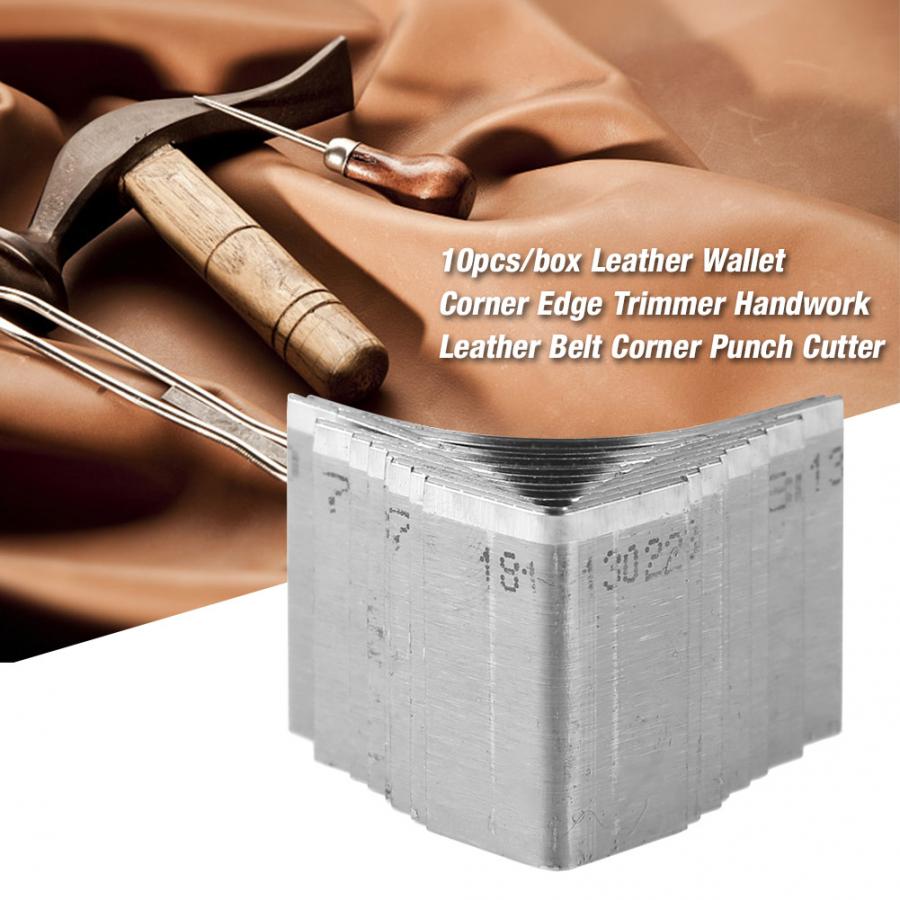 10pcs/box Leather Wallet Corner Edge Trimmer Handwork Leather Belt Corner Punch Cutter Leathercraft Tools Set: Default Title