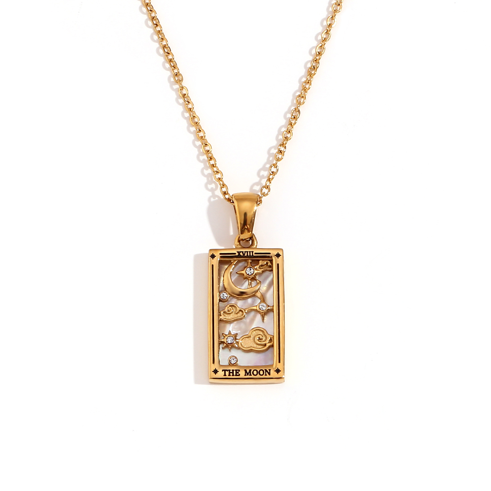 MamacitaSlay en Populry colgante Rectangular amantes de la emperatriz mago Tarot collar de acero inoxidable impermeable para mujeres: Color acero
