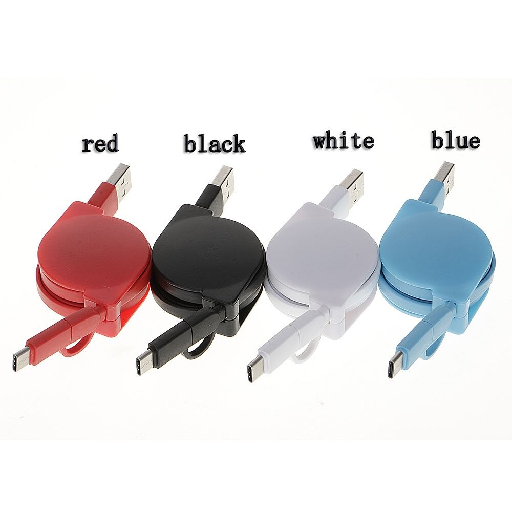 100cm rull linjal 2 in 1 usb datasynkroniseringskabel for lader android+type c micro universal uttrekkbar usb-kabel