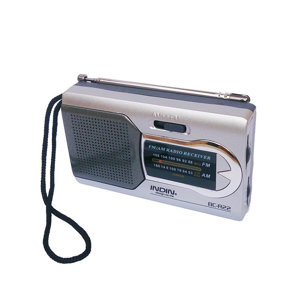 INDIN Radio BC-R22 AM/FM Dual Band Mini Radio Receiver Portable Player Built-in Speaker with a Standard 3.5MM Headphones Jack