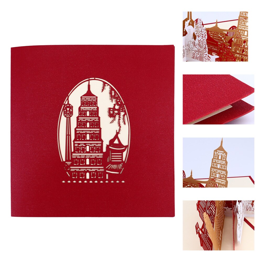 1 Pc Wish Card Card Festive Card Handmade Red Carved Card Invitation Card for Wedding Travel: Default Title