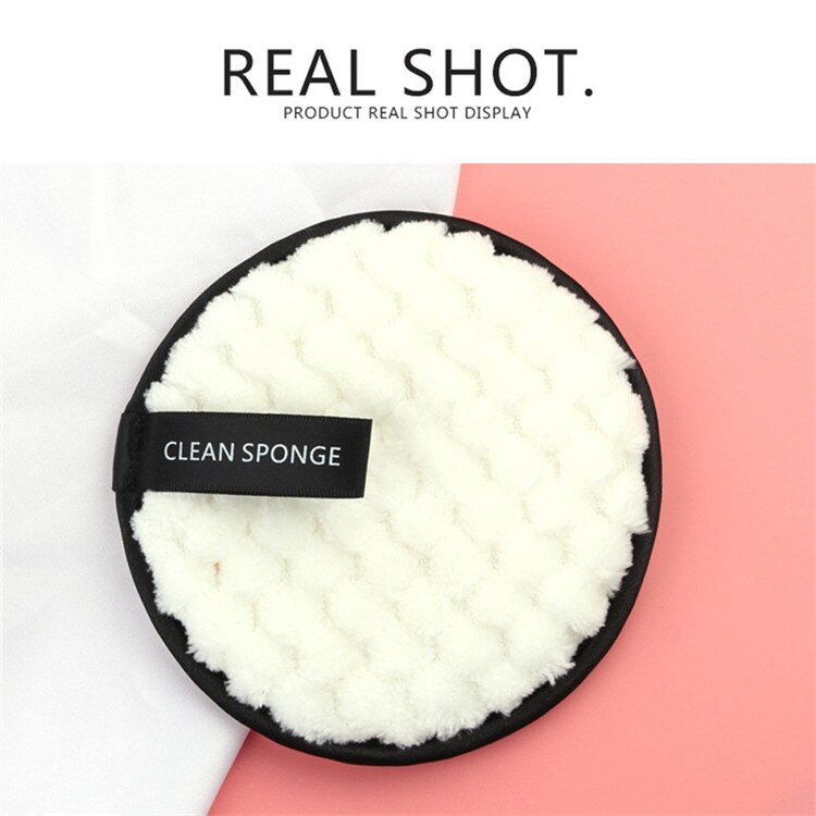 Microfibre chiffon tampons coeur dissolvant serviette visage nettoyage maquillage éponge conteneur maquillage éponge maquillage poudre bouffée peluche: white A
