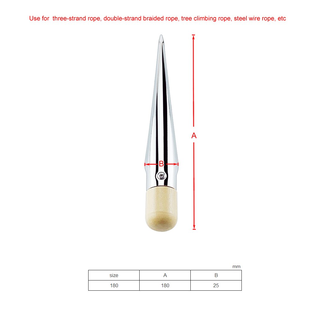 280mm Boat Splicing Spike Marine Wood Handle 304 Stainless Steel Rope Splicing Spike For Yacht Speedboat Boat Accessories Marine